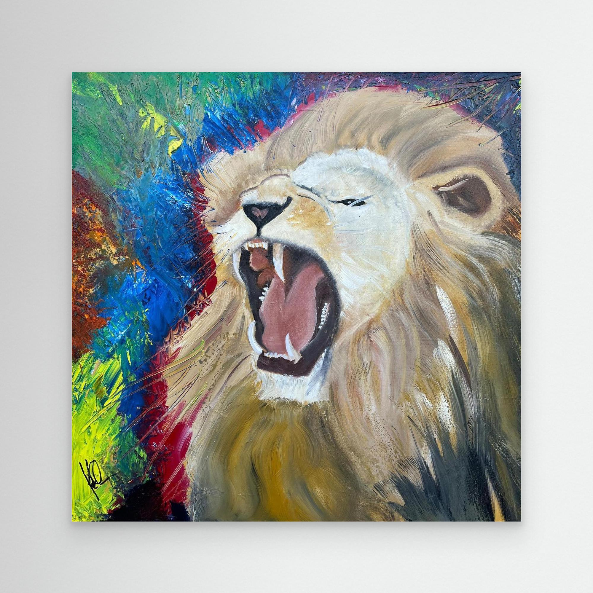 Canvas Print: "Brøldende løve"